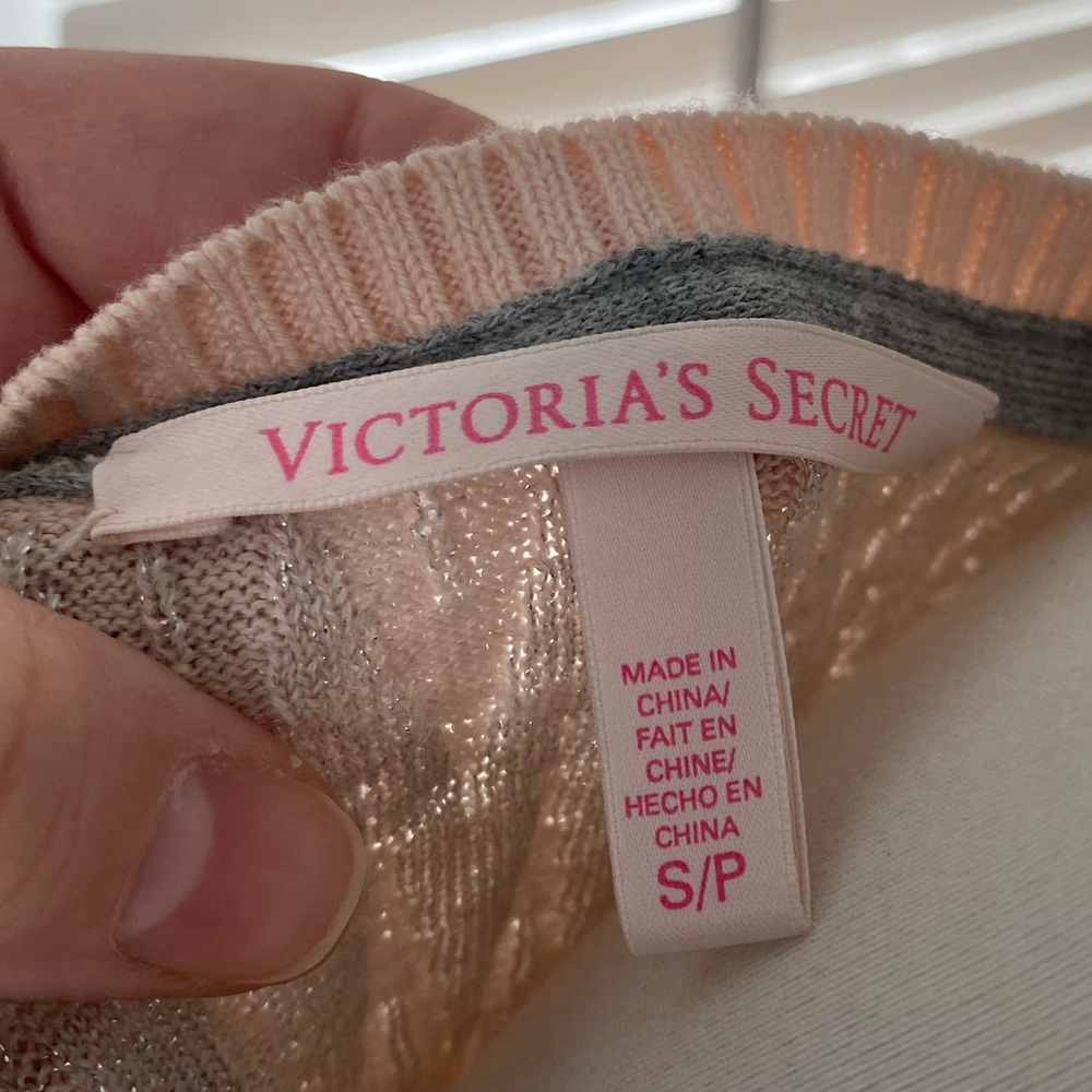 Victoria’s Secret Pink Gray Metallic Shimmer Scoop Sweater Dress Coquette Ballet - Picture 9 of 12